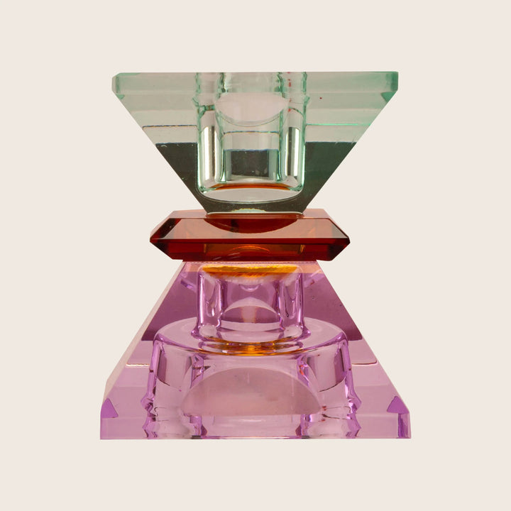 Mirror Crystal Candle Holder violet/amber/light mint