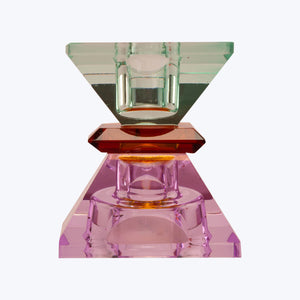 Mirror Crystal Candle Holder violet/amber/light mint