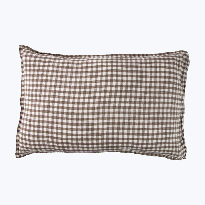 Linen Gingham Lumbar Pillow