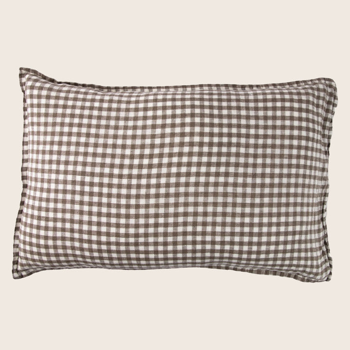 Linen Gingham Lumbar Pillow