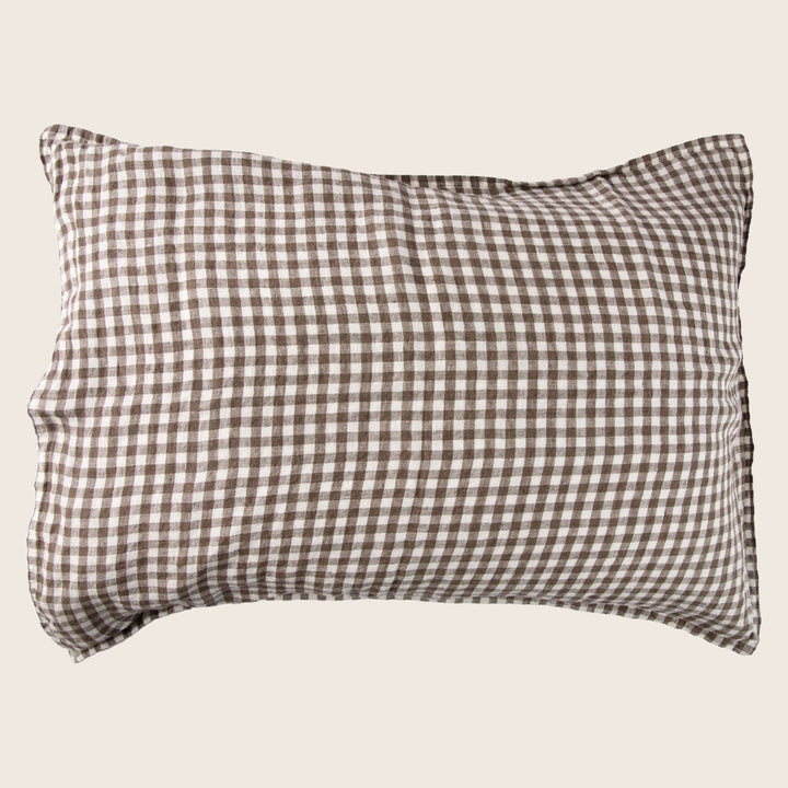 Linen Gingham Lumbar Pillow