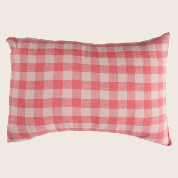 Linen Gingham Lumbar Pillow