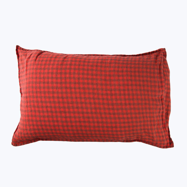 Linen Gingham Lumbar Pillow