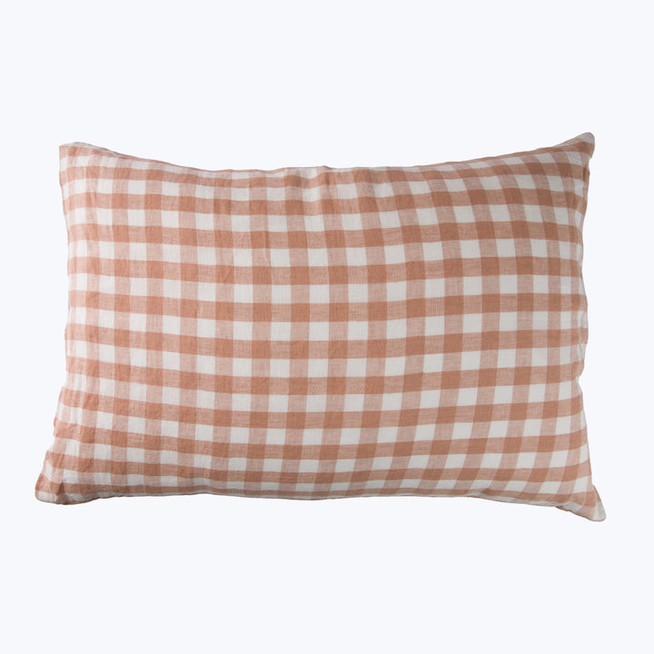 Linen Gingham Lumbar Pillow