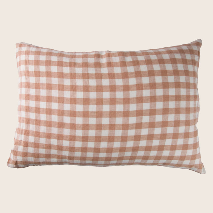 Linen Gingham Lumbar Pillow