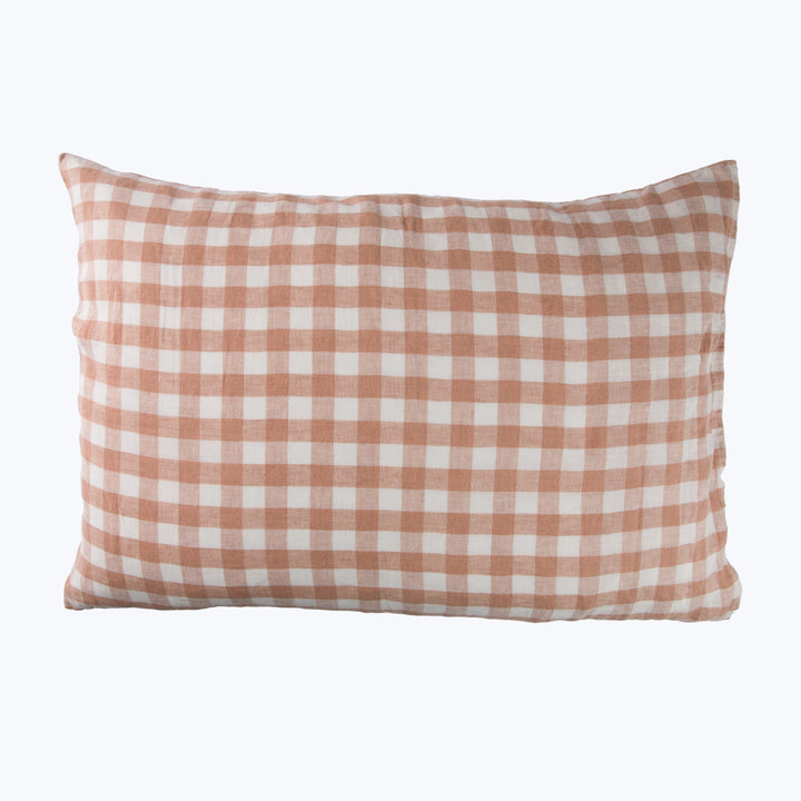 Linen Gingham Lumbar Pillow
