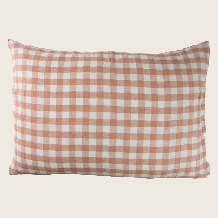 Linen Gingham Lumbar Pillow