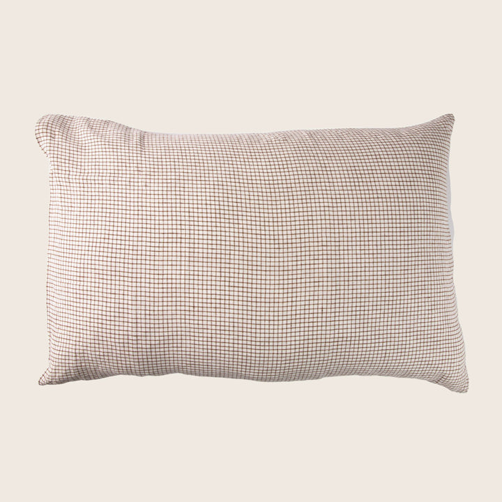Linen Checks Lumbar Pillow