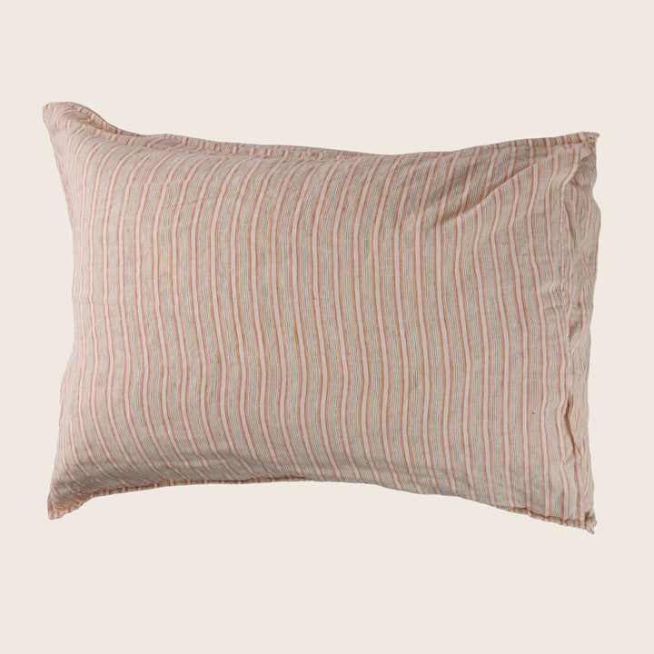 Linen Stripe Lumbar Pillow, Pumpkin Spice