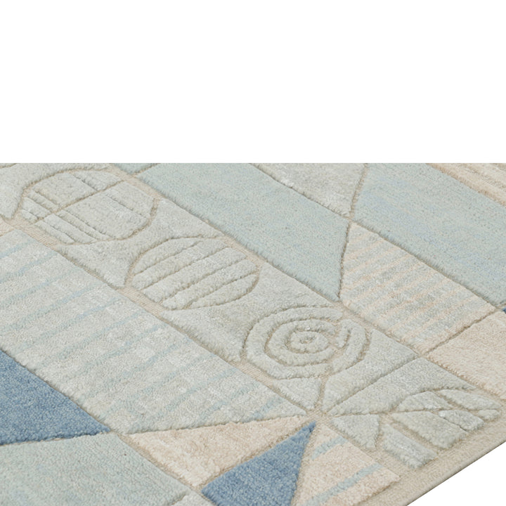 Blue Transitional Swedish Inspired Wool Rug - 9'1" x 12'1"