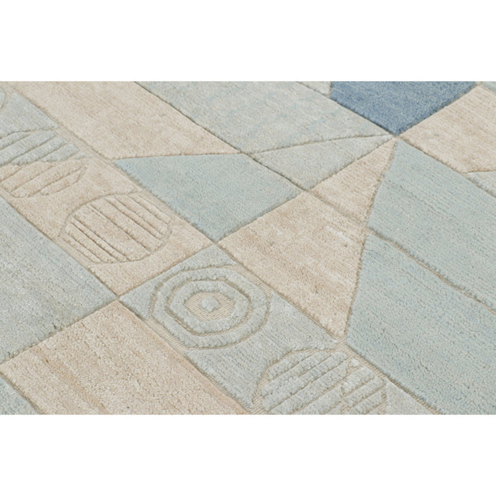 Blue Transitional Swedish Inspired Wool Rug - 9'1" x 12'1"