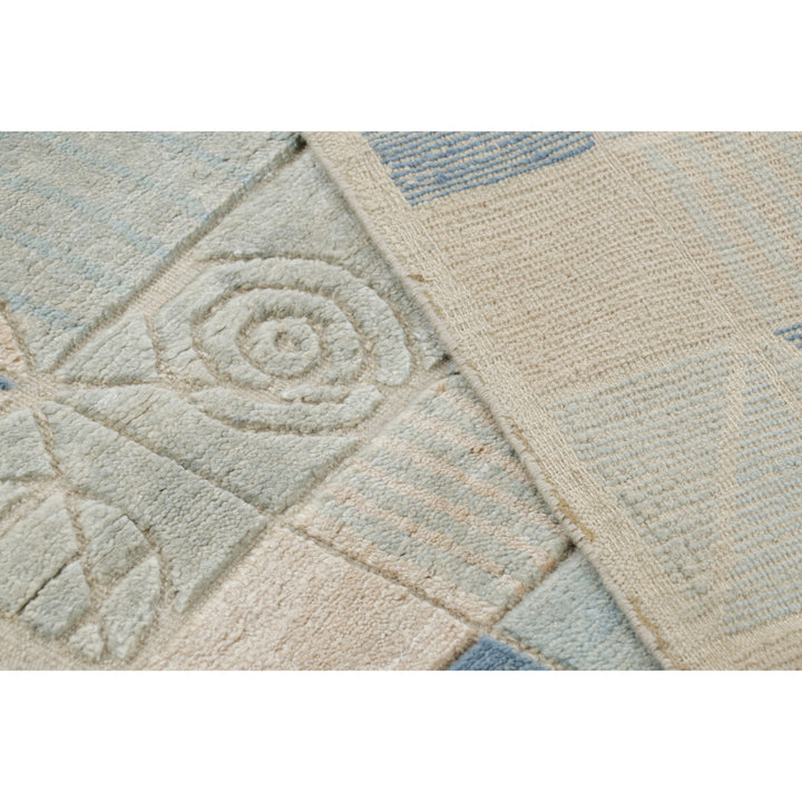 Blue Transitional Swedish Inspired Wool Rug - 9'1" x 12'1"