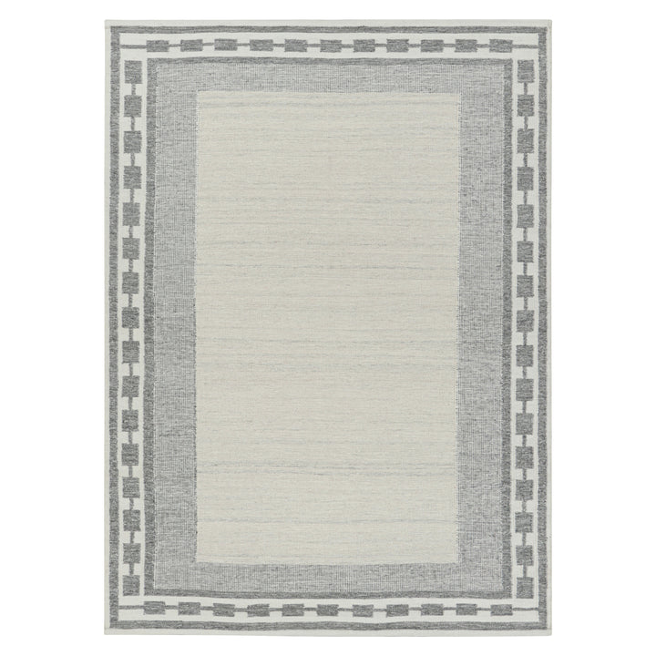 White Flatweave Swedish Inspired Wool Rug - 9'3" x 12'10"