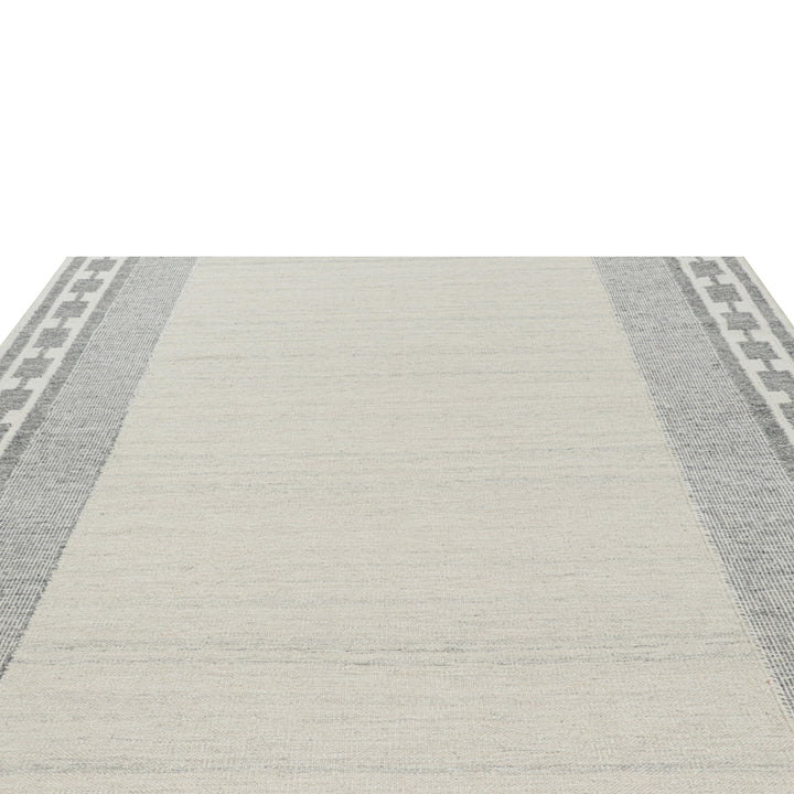 White Flatweave Swedish Inspired Wool Rug - 9'3" x 12'10"