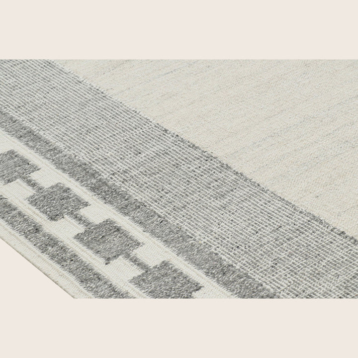 White Flatweave Swedish Inspired Wool Rug - 9'3" x 12'10"