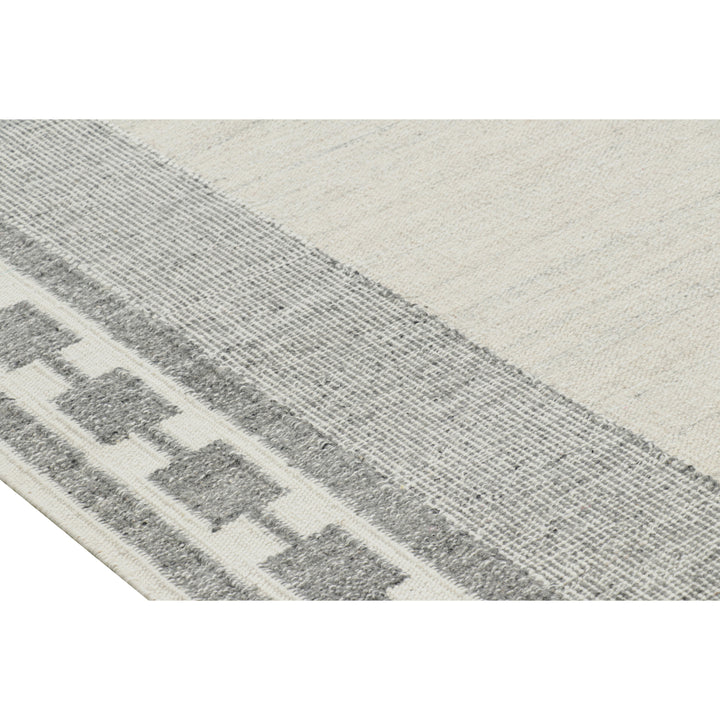 White Flatweave Swedish Inspired Wool Rug - 9'3" x 12'10"