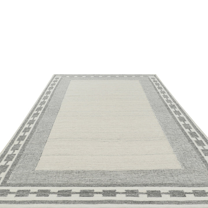 White Flatweave Swedish Inspired Wool Rug - 9'3" x 12'10"