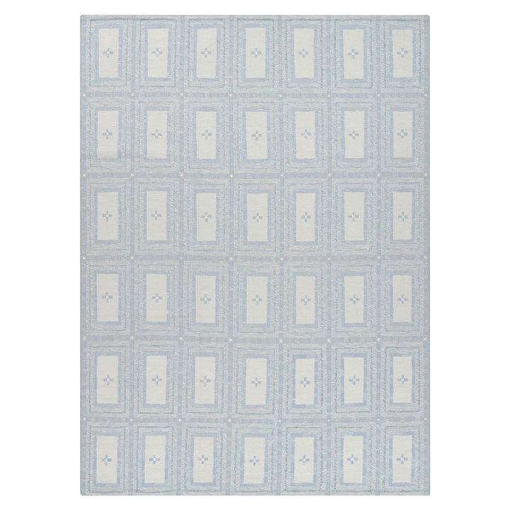 Blue Flatweave Swedish Inspired Wool Rug - 10'1" x 14'