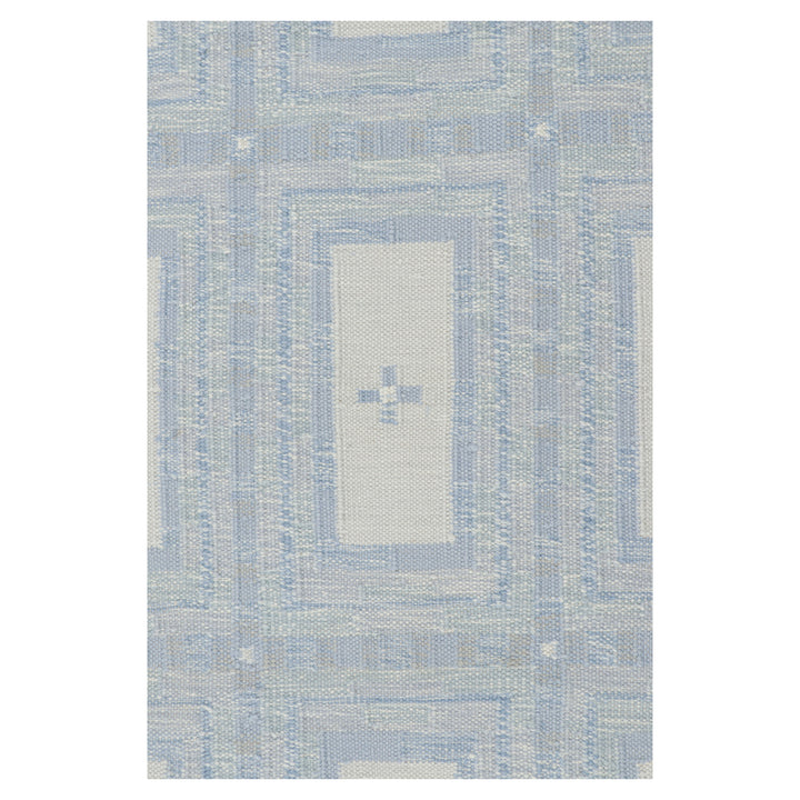 Blue Flatweave Swedish Inspired Wool Rug - 10'1" x 14'
