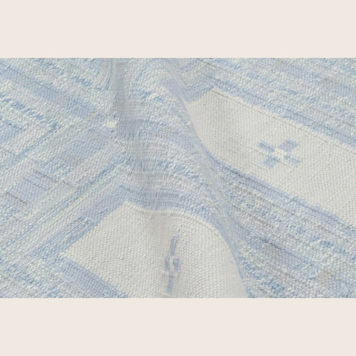 Blue Flatweave Swedish Inspired Wool Rug - 10'1" x 14'