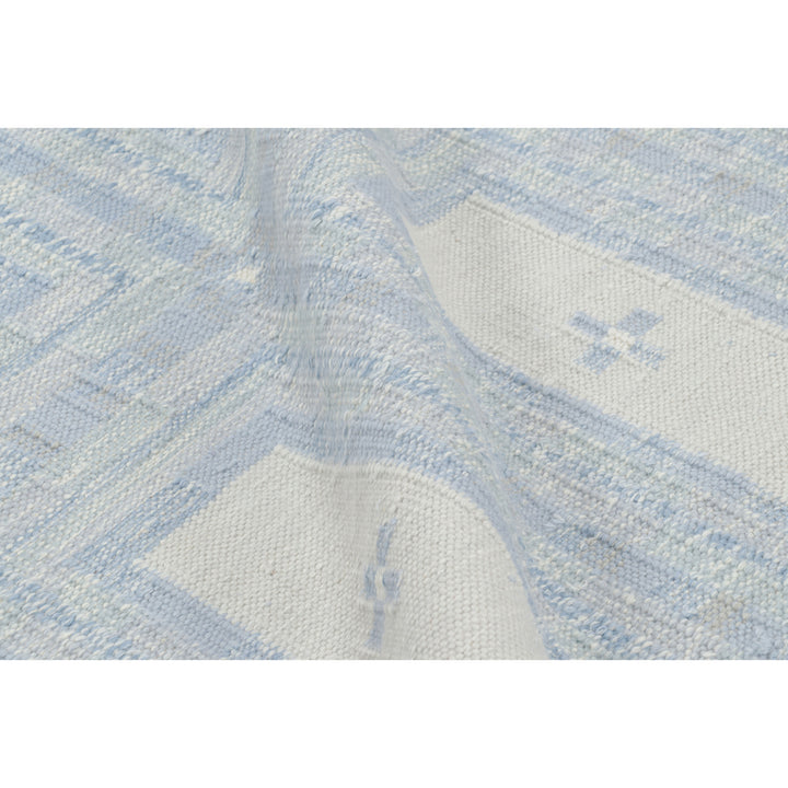 Blue Flatweave Swedish Inspired Wool Rug - 10'1" x 14'