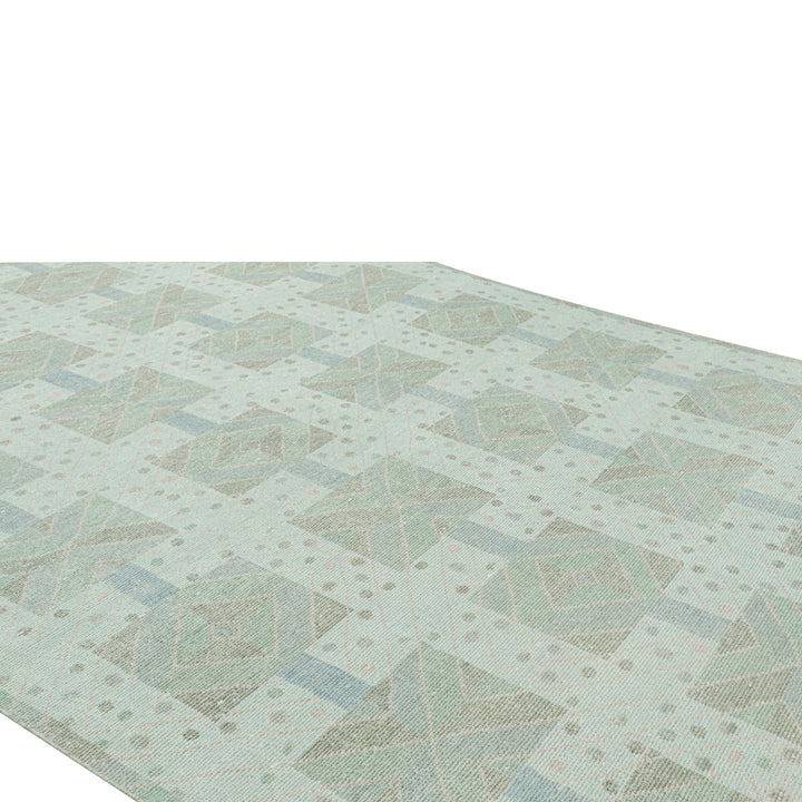 Green Transitional Swedish Inspired Wool Rug - 10'1" x 13'10"