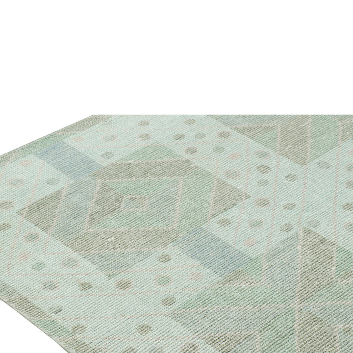 Green Transitional Swedish Inspired Wool Rug - 10'1" x 13'10"