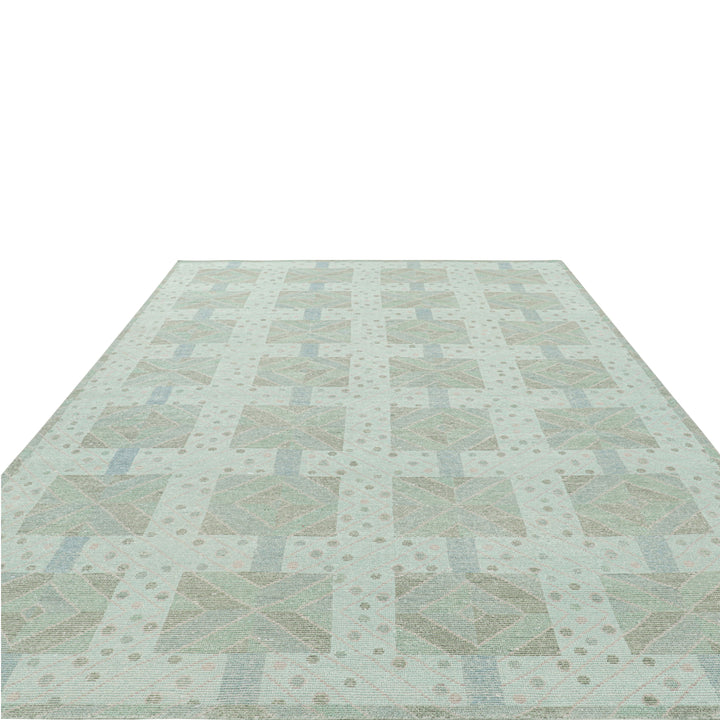 Green Transitional Swedish Inspired Wool Rug - 10'1" x 13'10"