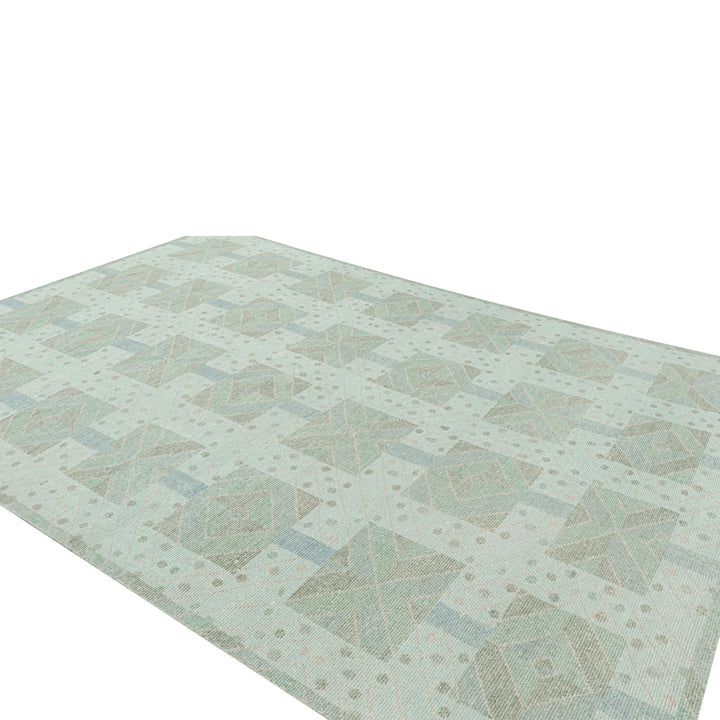 Green Transitional Swedish Inspired Wool Rug - 10'1" x 13'10"