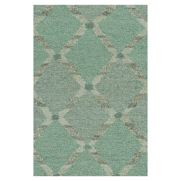 Green Flatweave Swedish Inspired Wool Rug - 9'3" x 11'9"