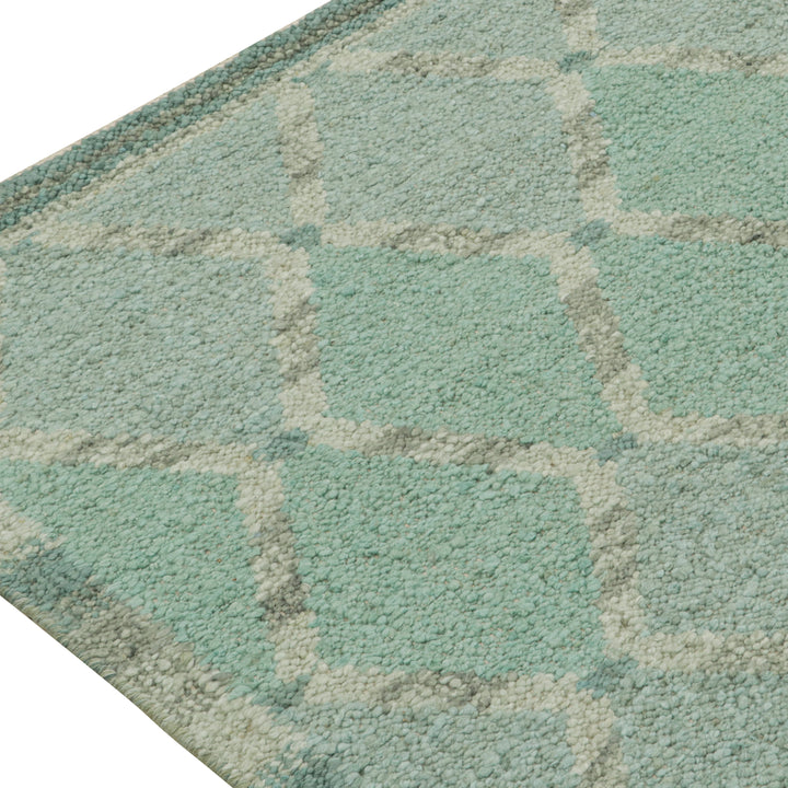 Green Flatweave Swedish Inspired Wool Rug - 9'3" x 11'9"