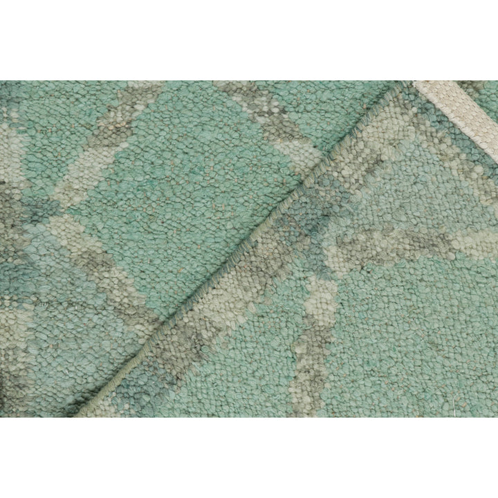 Green Flatweave Swedish Inspired Wool Rug - 9'3" x 11'9"