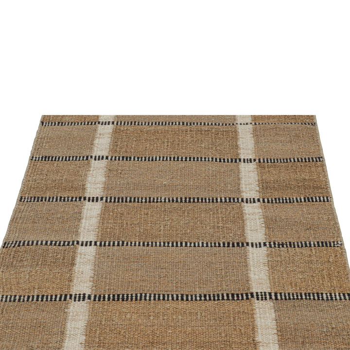 Brown Flatweave Swedish Inspired Wool Rug - 3' x 5'