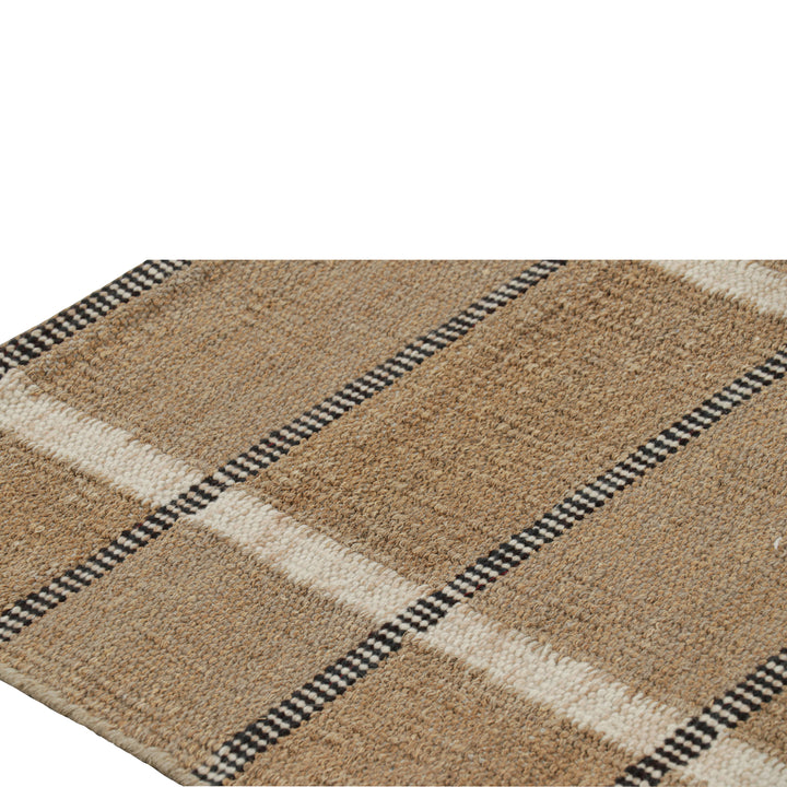 Brown Flatweave Swedish Inspired Wool Rug - 3' x 5'