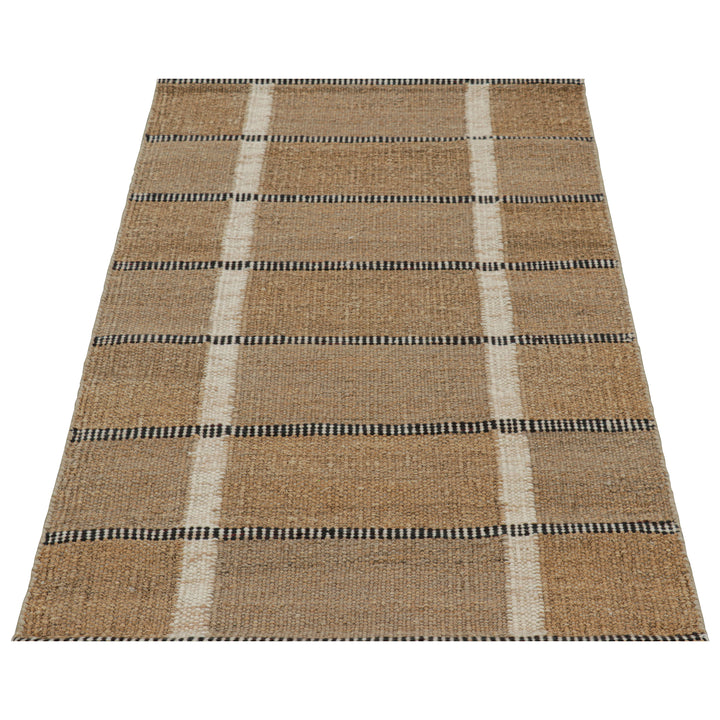 Brown Flatweave Swedish Inspired Wool Rug - 3' x 5'