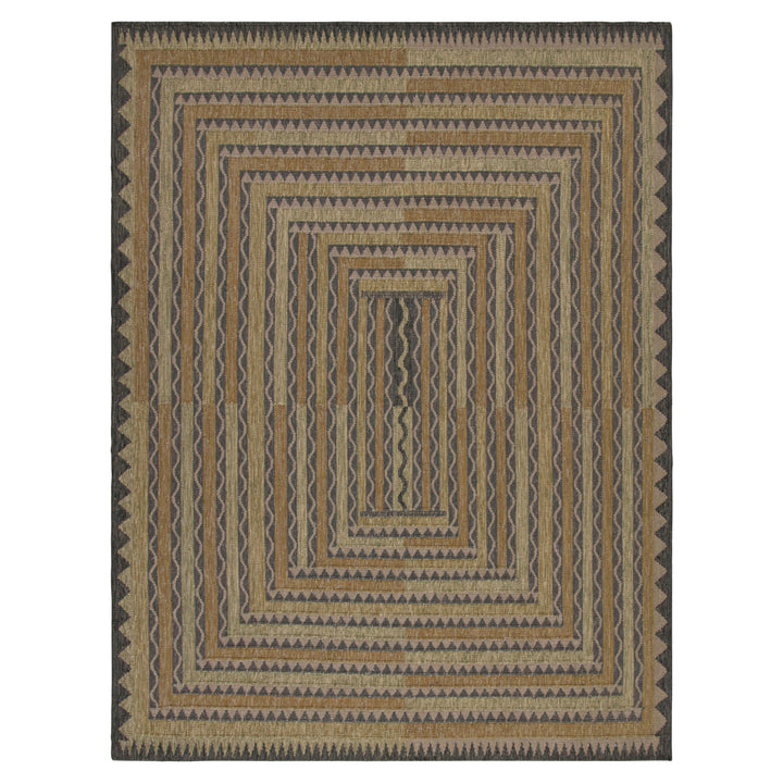 Brown Flatweave Swedish Inspired Wool Rug - 9'2" x 12'2"