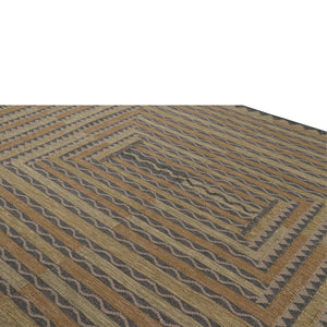 Brown Flatweave Swedish Inspired Wool Rug - 9'2" x 12'2" - hover