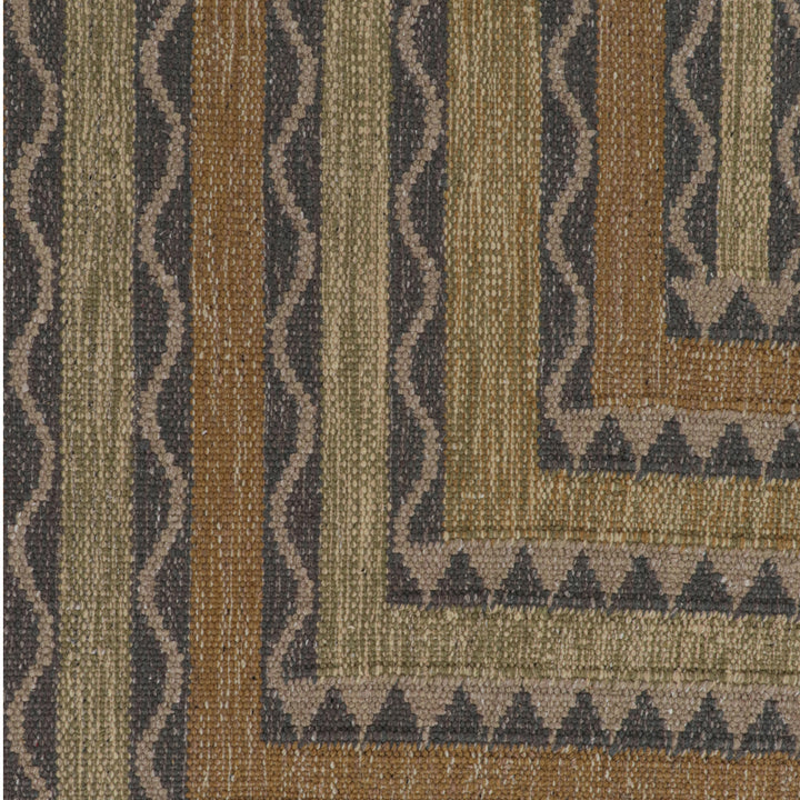 Brown Flatweave Swedish Inspired Wool Rug - 9'2" x 12'2"