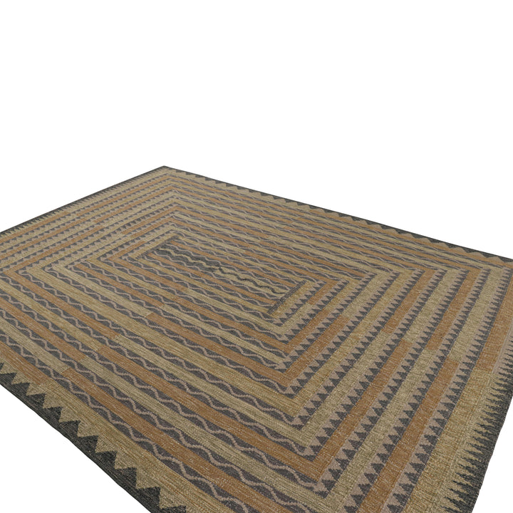 Brown Flatweave Swedish Inspired Wool Rug - 9'2" x 12'2"