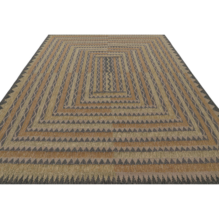 Brown Flatweave Swedish Inspired Wool Rug - 9'2" x 12'2"