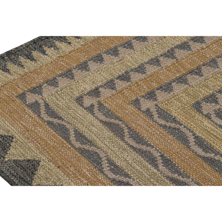 Brown Flatweave Swedish Inspired Wool Rug - 9'2" x 12'2"