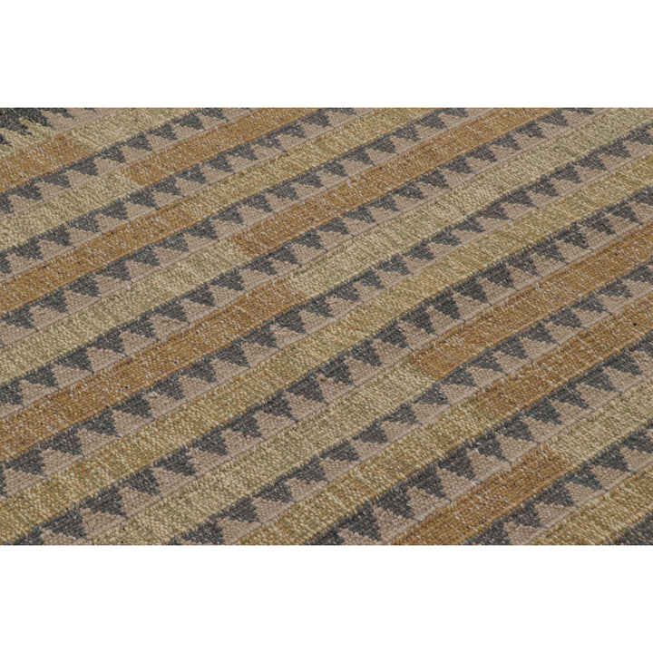 Brown Flatweave Swedish Inspired Wool Rug - 9'2" x 12'2"