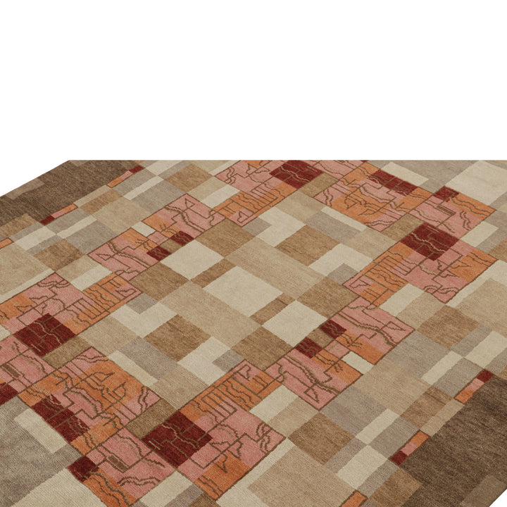 Brown Transitional Art Deco Wool Rug - 8'2" x 11'8"