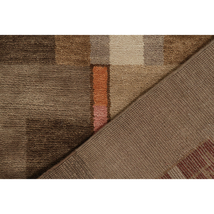 Brown Transitional Art Deco Wool Rug - 8'2" x 11'8"