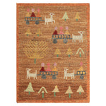 Orange Transitional Swedish Inspired Wool Rug - 2'2" x 3'