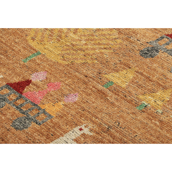 Orange Transitional Swedish Inspired Wool Rug - 2'2" x 3'