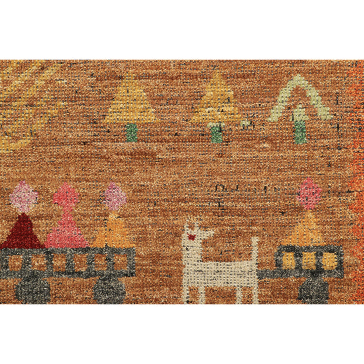 Orange Transitional Swedish Inspired Wool Rug - 2'2" x 3'