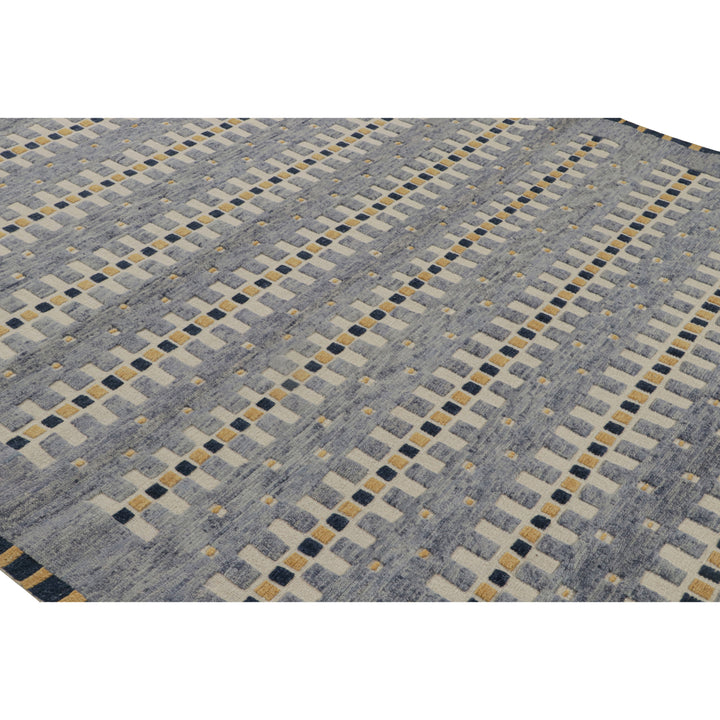 Blue Transitional Swedish Inspired Wool Rug - 8'1" x 9'11"