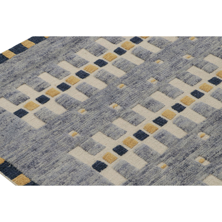 Blue Transitional Swedish Inspired Wool Rug - 8'1" x 9'11"