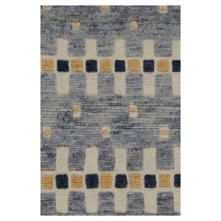 Blue Transitional Swedish Inspired Wool Rug - 8'1" x 9'11"